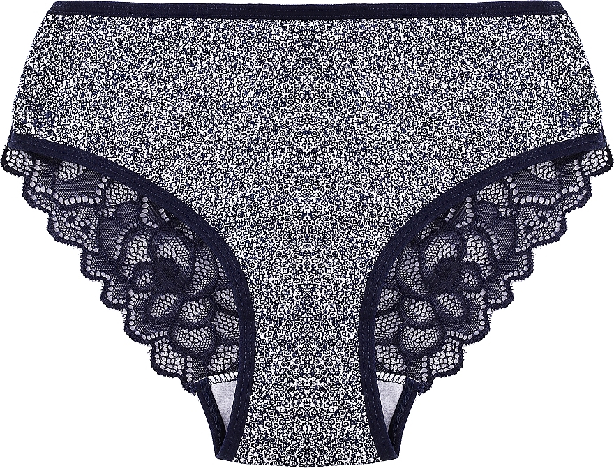 Cotton Panties with Lace, blue patterns - Moraj — photo N1