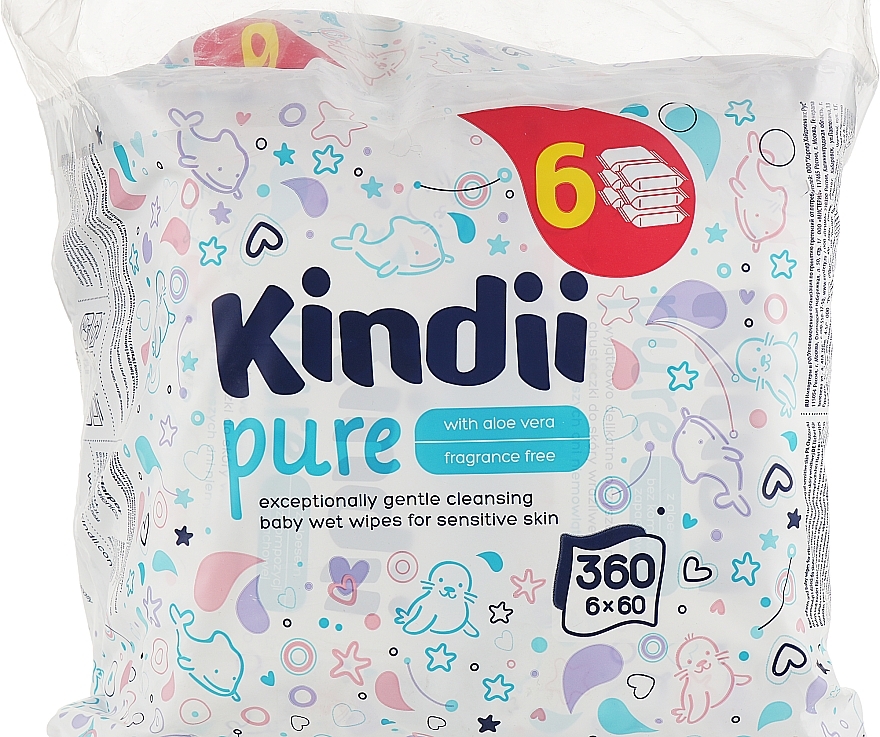 Kids Wet Wipes, 60 pcs - Kindii Pure Wipes — photo N4
