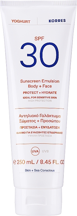 Face & Body Sun Emulsion SPF30 - Korres Yogurt Sunscreen Emultion — photo N2