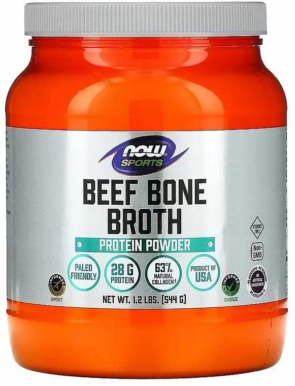 Beef Bone Broth - Now Foods Sports Beef Bone Broth Protein Powder — photo N1