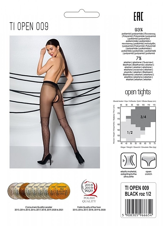 Erotic Tights with Cutout 'Tiopen' 009, 20 Den, black - Passion — photo N6