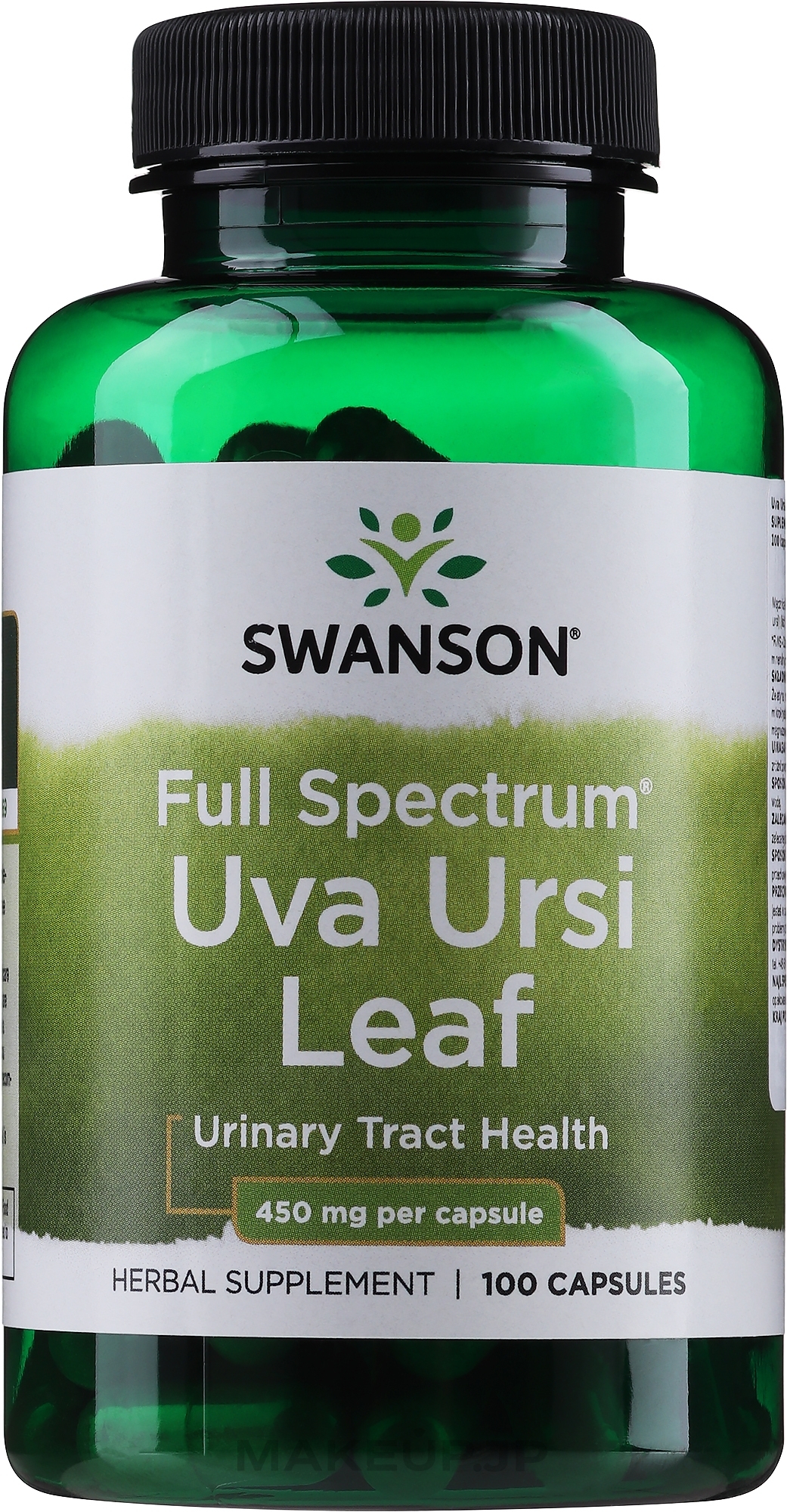 Uva Ursi Leaf Herbal Supplement for Urinary Tract Health, 100 Caps - Swanson Uva Ursi Leaf 450 mg — photo 100 ЊВ.