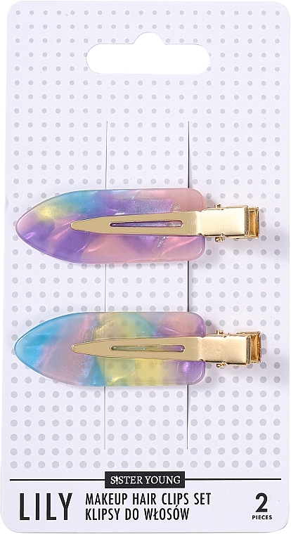 Hair Clip Set, 2 pcs. - Sister Young Lily Pink Purple — photo N1