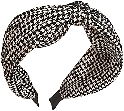 Turban Headband 'Pin-Up', checkered beige - Ecarla — photo N1