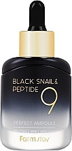 Fragrances, Perfumes, Cosmetics Rejuvenating Serum with Black Snail Mucin & Peptides - Farmstay Black Snail & Peptide 9 Perfect Ampoule