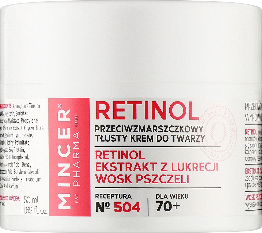 Anti-Wrinkle Face Cream 70+ - Mincer Pharma Retinol № 504 — photo N1