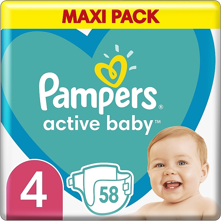 Diapers 'Pampers Active Baby' 4 (9-14 kg), 58 pcs - Pampers — photo N1