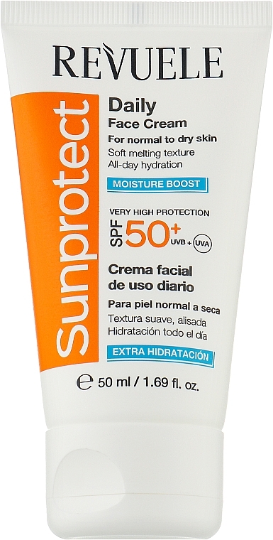 Moisturizing Face Sunscreen - Revuele Sunprotect Moisture Boost Daily Face Cream For Normal To Dry Skin SPF 50+ — photo N1