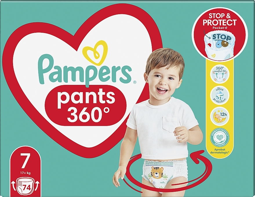 Diaper Pants, size 7, 17+ kg, mega pack 74 pcs - Pampers — photo N12