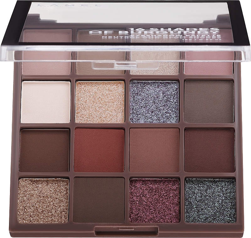 Eyeshadow Palette - LAMEL Make Up Eyeshadow 16 Shades Of Burgundy Palette — photo N2