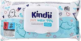 Kids Wet Wipes, 60 pcs - Kindii Pure Water 99% — photo N1
