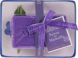 Fragrances, Perfumes, Cosmetics Natural Soap with Ceramic Soapdish - Le Chatelard Violet Soap