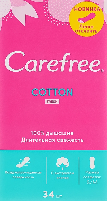 Daily Liners with Fresh Scent, 34 pcs - Carefree Cotton Fresh — photo N4