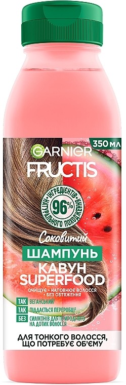 Shampoo for Fine Hair - Garnier Fructis Superfood Watermelon Shampoo — photo N3