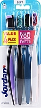 Fragrances, Perfumes, Cosmetics Soft Toothbrush, 4 pcs, black + purple + black + blue + white - Jordan Ultimate You Soft Toothbrush