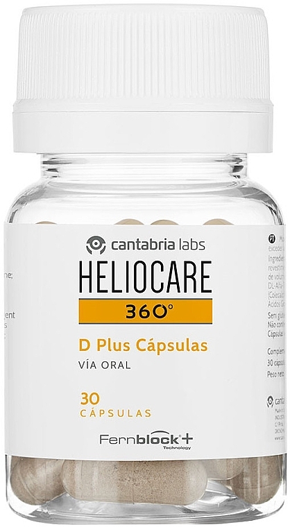 Vitamin D Dietary Supplement, 30 Caps - Cantabria Labs Heliocare 360 D Plus Capsules — photo N1