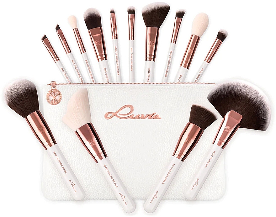 Makeup Brush Set, 14 pcs - Luvia Cosmetics Feather White Essential Brushes Set — photo N1