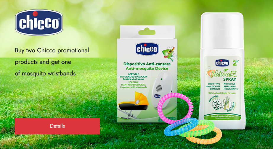 Buy two Chicco promotional products and get one of mosquito wristbands
