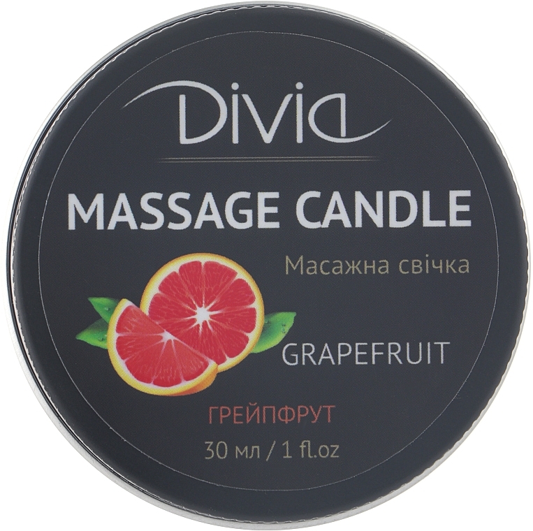 Hand & Body Massage Candle "Grapefruit", Di1570 (30ml) - Divia Massage Candle Hand & Body Grapefruit Di1570 — photo N1