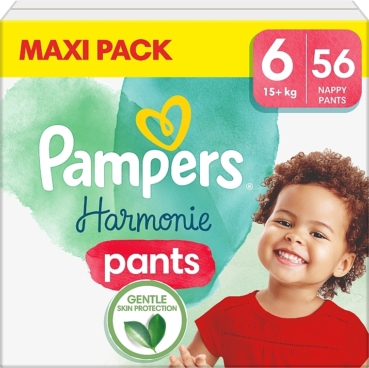 Harmonie Nappy Pants, size 6 (15 + kg), 56 pcs - Pampers — photo N1