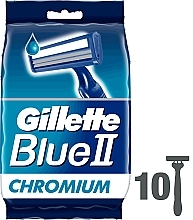 Disposable Shaving Razor Set, 10 pcs - Gillette Blue II Chromium — photo N10