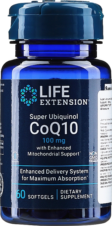 Coenzyme Q10 Dietary Supplement, 100mg - Life Extension Super Ubiquinol CoQ10 with Enhanced Mitochondrial Support — photo N1