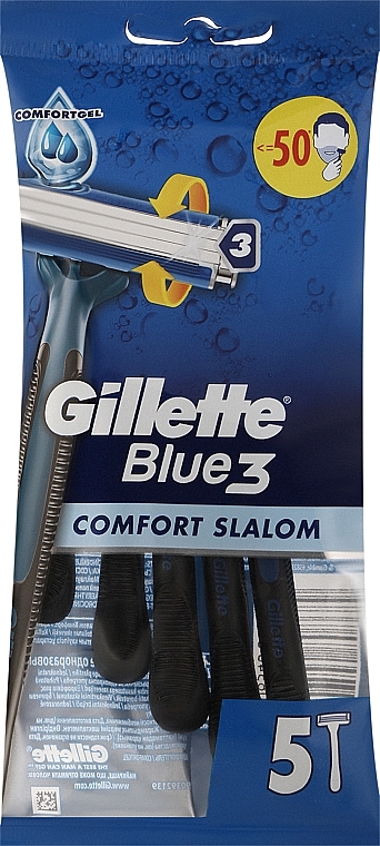 Disposable Razor Set, 5 pcs - Gillette Blue 3 Comfort Slalom — photo N1