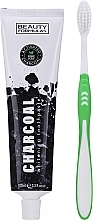 Set with Green Toothbrush - Beauty Formulas Charcoal (toothbrush/1pcs + toothpaste/100ml) — photo N1