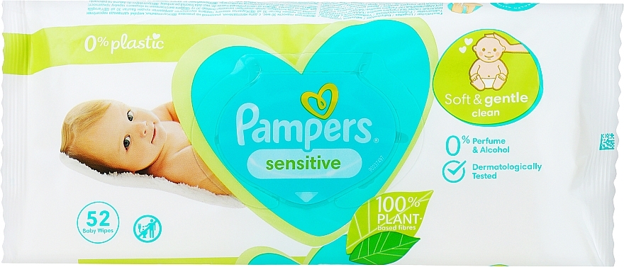 Baby Wet Wipes, 52 pcs - Pampers Sensitive — photo N1