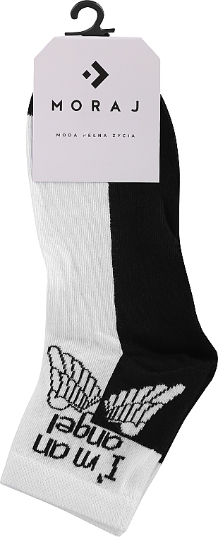 Women's 3/4 Socks, black & white with wings - Moraj — photo N1