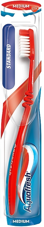 Medium Hard Toothbrush, red - Aquafresh Standard Medium — photo N1