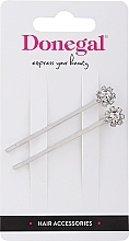 Fragrances, Perfumes, Cosmetics Hair Grips FA-5692, 2 pcs, silver with crystals 2 - Donegal