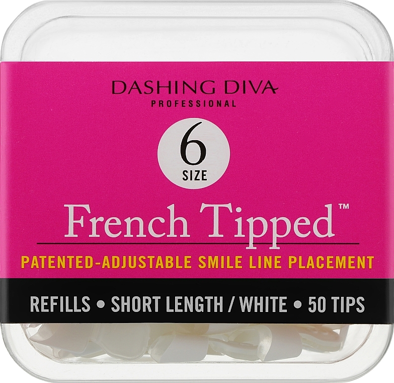 Short Nail Tips "French" - Dashing Diva French Tipped Short White 50 Tips (Size 6) — photo N1