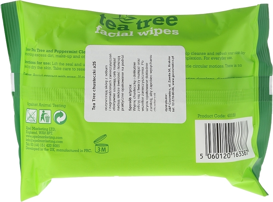 Xpel Marketing Ltd - Tea Tree Facial Wipes, 25 pcs — photo N2