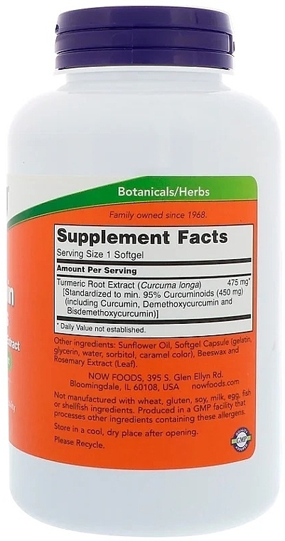 Curcumin Dietary Supplement, 120 softgels - Now Foods Curcumin — photo N2