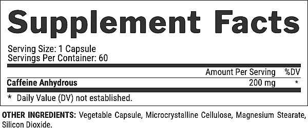 Caffeine Food Supplement, in capsules - Nutrex Research Caffeine 200 — photo N2