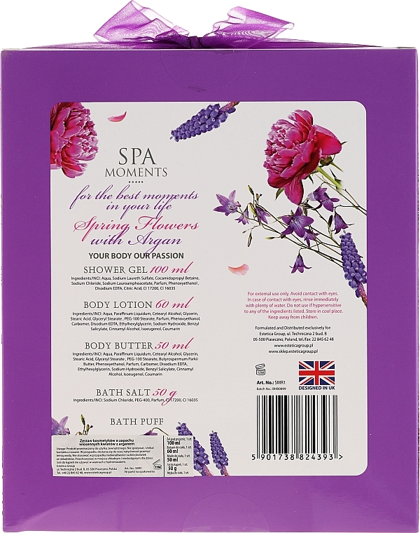 Set "Spring Flowers with Argan" - Spa Moments Spring Flowers With Argan (sh/gel/100ml + b/lot/60ml + b/oil/50 + salt/50g) — photo N2