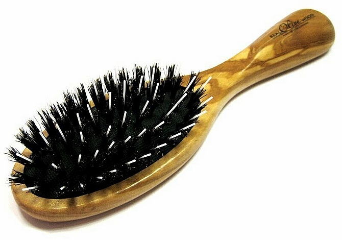 Pocket Olive Wood Hair Brush, 17.5x5.0 cm - Golddachs Dittmar — photo N1