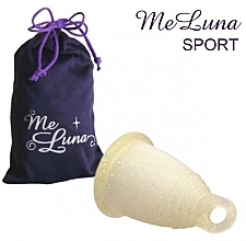 Menstrual Cup with Loop, Size M, Gold Glitter - MeLuna Sport Menstrual Cup — photo N2