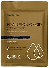 Fragrances, Perfumes, Cosmetics Foil Face Mask with Hyaluronic Acid - BeautyPro Hyaluronic Acid Gold Foil Mask