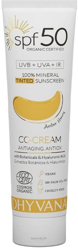 CC Sunscreen SPF50 - Dhyvana Botanicals & Hyaluronic Acid CC-Cream — photo Amber Honey