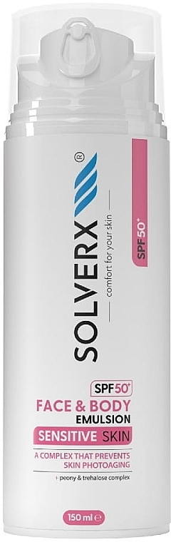 After Sun Face & Body Emulsion - Solverx Sensitive Skin SPF50 — photo N1