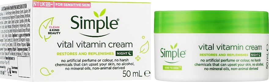 Vitamin Night Cream - Simple Kind To Skin Vital Vitamin Cream — photo N2