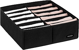 Storage Organiser with 12 Compartments 'Home', black 30x30x10 cm - MAKEUP Drawer Underwear Organizer Black — photo N1