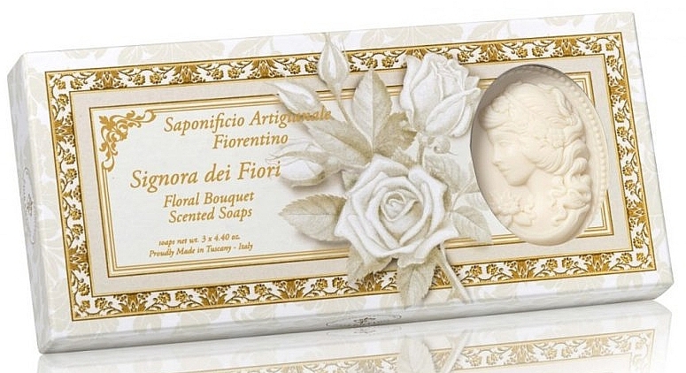 Lady-Shaped Natural Soap Set "Flower Bouquet" - Saponificio Artigianale Floral Bouquet Soap (soap/3pcsx125g) — photo N1