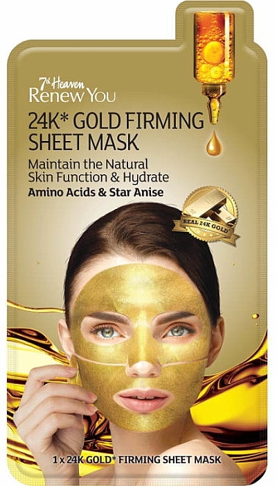 Firming Face Sheet Mask with Gold - 7th Heaven Renew You 24K Gold Firming Sheet Mask — photo N1