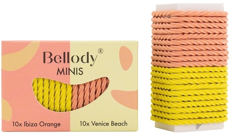 Hair Ties, orange and yellow, 20 pcs - Bellody Minis Hair Ties Orange & Yellow Mixed Package — photo N1