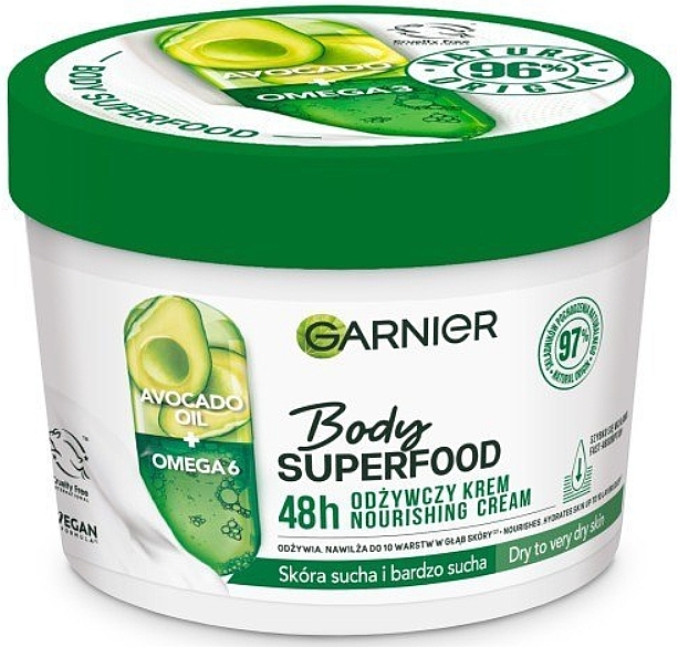 Nourishing Body Cream for Dry & Extra Dry Skin - Garnier Body SuperFood Avocado Oil + Omega 6 Nourishing Cream — photo N2