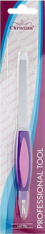 Natural Nail File with Trimmer CNF-411, purple - Christian — photo N1