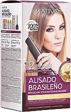 Blonde Hair Keratin Straightening Kit - Kativa Alisado Brasileno Straighten Blonde (shm/15ml + mask/150ml + shm/30ml + cond/30ml) — photo N1
